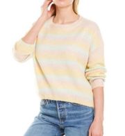 LUMIERE Pastel Rainbow Long Sleeve Fuzzy Pull Over Cozy Crew Neck Sweater Size S