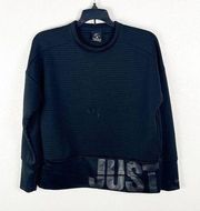 Nike  Black Cropped Long Sleeves Kangaroo Pocket ‘Just Do It’ Graphic Sweatshirt