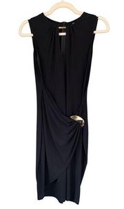 1229 Joseph Ribkoff Stretch Fitted Keyhole Faux Wrap Knee Length Dress Size 4