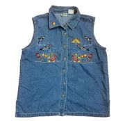 Vintage cabin creek denim vest whale aquarium fish vaca resort grandma sea cott