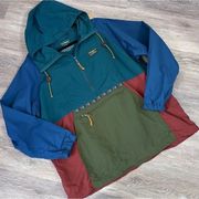 LL Bean colorblock outdoor hiking pullover hooded jacket