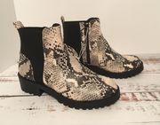 Snake Print Ankle Boots, Size 7