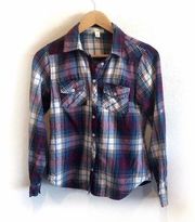 Miami plaid button down top S