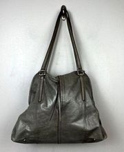 Hobo International Delaney Shoulder Bag Taupe Gray Leather Slouchy Distressed