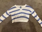 blue and white striped sweater 