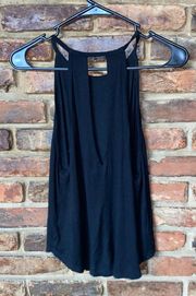 Prana Black Foundation Slit Open Keyhole Back Sleeveless Tank Top Women's XS