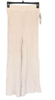 INC Jeannie Mai X-Large Flared Sweater Pants Ribbed Stretch Oatmeal Beige New