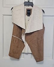 Women’s Faux Suede Faux Fur‎ Brown & Cream Vest Size Medium