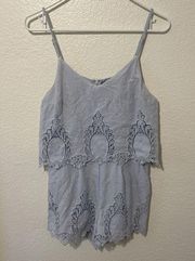 Saks Fifth Avenue Light Blue Embroidered Romper Size XS