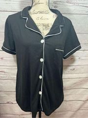 Tart Intimates size  large black with white trim Button down night shirt - 2645