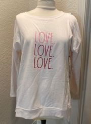 Rae Dunn High Low Tunic “LOVE.” Sweatshirt NWT Sz Sm Oversized Comfy Stretchy