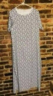 MISSLOOK Black White Geometric Short Sleeve Maxi Dress Women's Size Medium