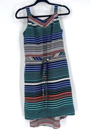 Merona Women's Striped High Low Hem Sleeveless Sundress Green Orange Size XS