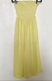 Lost + Wander Split Leg Shirred Strapless Jumpsuit Size Small