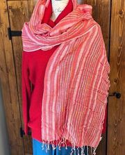 Route 66 Pink, yellow & silver stripes scarf