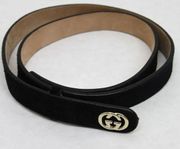 Gucci black leather interlocking GG belt sz XS