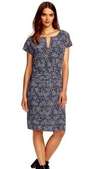 Tory Burch Size 10 Blue Willow Kaleidoscope All Over Silk Dress Drop Waist