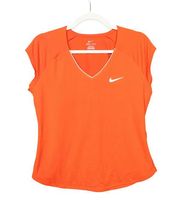 Nike  Red Pure Tennis Top Cap Sleeve V-Neck Athleisure Active Women's Medium