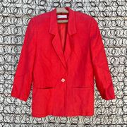 Vintage 90s Valerie Stevens Linen red orange boxy oversized long blazer