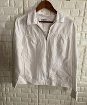 Size L White Denim Jacket  23 X 20 Linen & Cotton