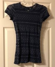 BKE Boutique Navy Lace Burnout Medium