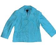 Vintage 90s 100% Linen Rafaela Womens Size Small Blue Blazer Jacket