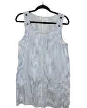 Blue White Stripe Sleeveless Front Pocket Dress Size Medium