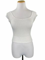 Casual White Elastic Scoop Neck Crop Top