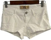 Hollister  Short-Short Womens Size 25W White Cut-Off Cuffed Hem Denim Low Rise 2"