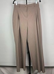 House of Harlow 1960 Brown Pinstriped Pleated Trouser Paperbag Pants