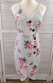 LOVE J Bodycon Dress Sleeveless Floral Stripe-XL