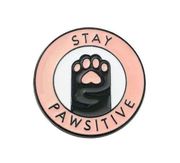 "Stay Pawsitive" Cute Cat Pin Creative Cat Claw Enamel Letter Coin Zinc Alloy