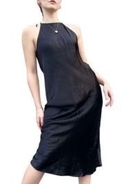 Aritzia Babaton Lato High Neck Black Minimalist Slip Midi Dress Large