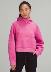 Scuba Oversized Half-Zip Hoodie in Pink Blossom