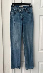 Abercrombie & Fitch Abercrombie 90s Straight Ultra High Rise Denim Jeans Criss Cross Waist 25 R