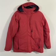 LL Bean Women's Red 2 In 1 Insulated Parka Hooded Jacket Size Small