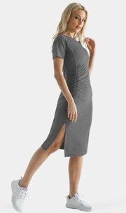 Halara Everyday Ruched Split Hem Midi Cotton Chill Dress-Wonder NWT Size XS