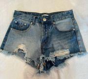 Super down mixed wash jean shorts