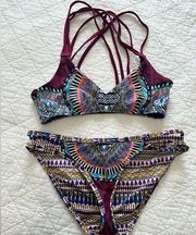 Anthropology RED CARTER TRIBAL DAZE STRAPPY top and bikini bottom size XS