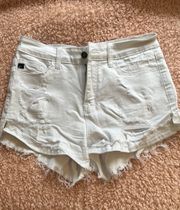 White Ripped Jean Shorts