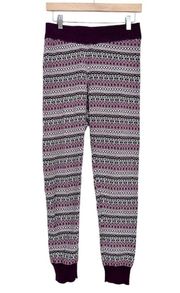 Roots Canada Purple Fair Isle Printed Joggers Sz M