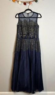 Tahari ASL metallic floral ball gown dress