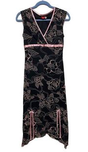 Vintage Ruby Rox Black and Pink Floral Dress