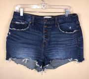 Abercrombie & Fitch  Curve Love Women’s Distressed Button-Fly High Rise Mom Short