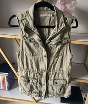 Max Jeans Vest Olive Green Khaki Tencel Military Style Long Jacket Women’s Small