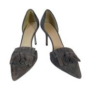 J Crew Elsie Suede D'Orsay Pumps Fringe & Tassels in Heron Grey Size 8.5