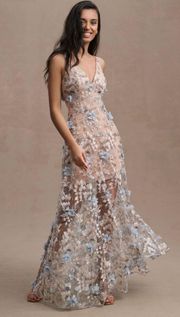 Anthropologie  A-Line Lace Floral Gown