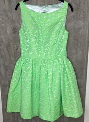 | Lime Green Backless Pouf Dress