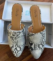 Snakeskin Print Mules