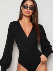 SheIn Black Plunge Bodysuit